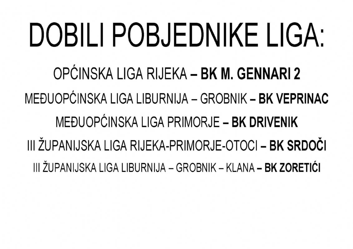 Dobili smo prve pobjednike liga